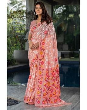 women floral woven modal cotton saree