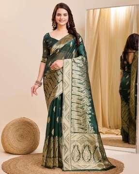 women floral woven organza silk saree