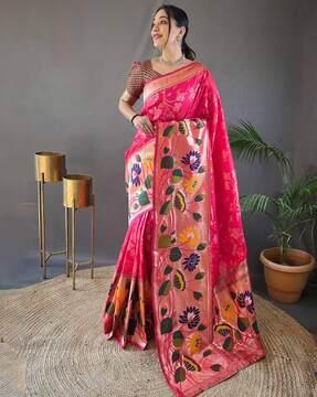 women floral woven paithani silk saree