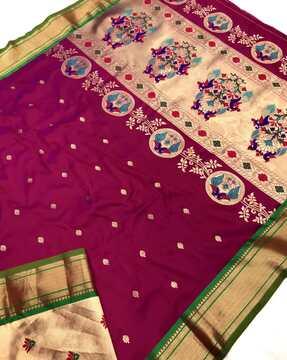women floral woven paithini silk saree