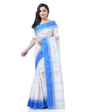 women floral woven pure cotton handloom saree