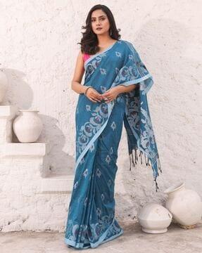 women floral woven pure cotton saree