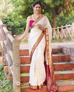 women floral woven pure silk saree