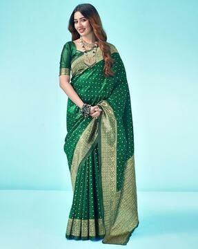 women floral woven saree with contrast border