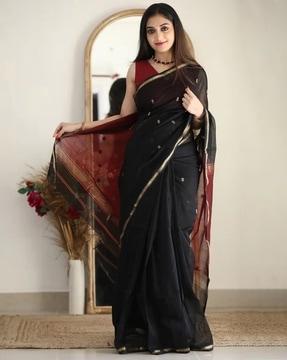 women floral woven saree with tassels