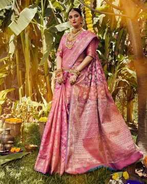 women floral woven saree with zari border