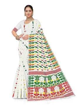 women floral woven saree