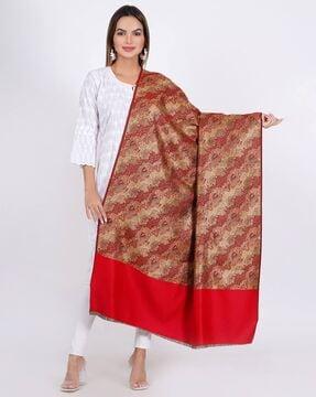 women floral woven shawl