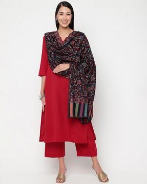 women floral woven shawl