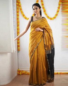 women floral woven silk saree