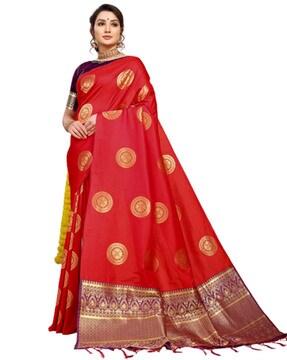 women floral woven silk saree