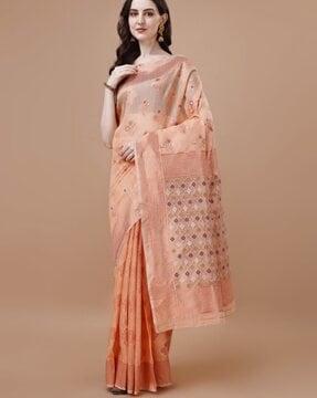women floral woven silk saree