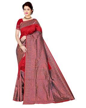 women floral woven silk saree