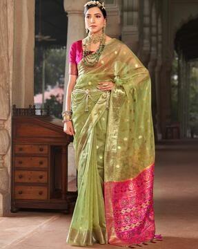 women floral woven silk saree