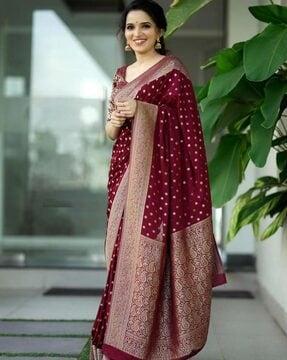 women floral woven silk saree