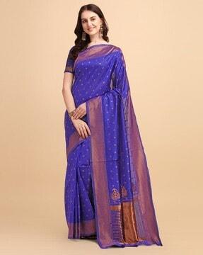 women floral woven soft silk saree