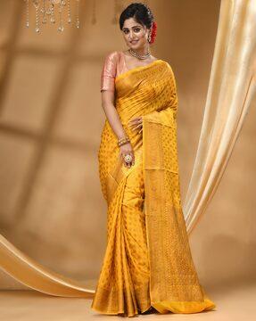 women floral woven soft silk saree