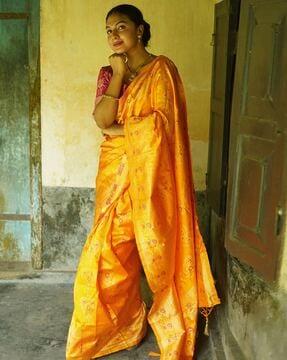 women floral woven soft silk saree
