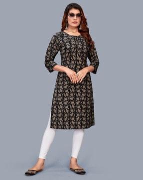 women floral woven straight kurta