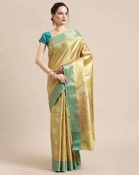 women floral woven tissue saree