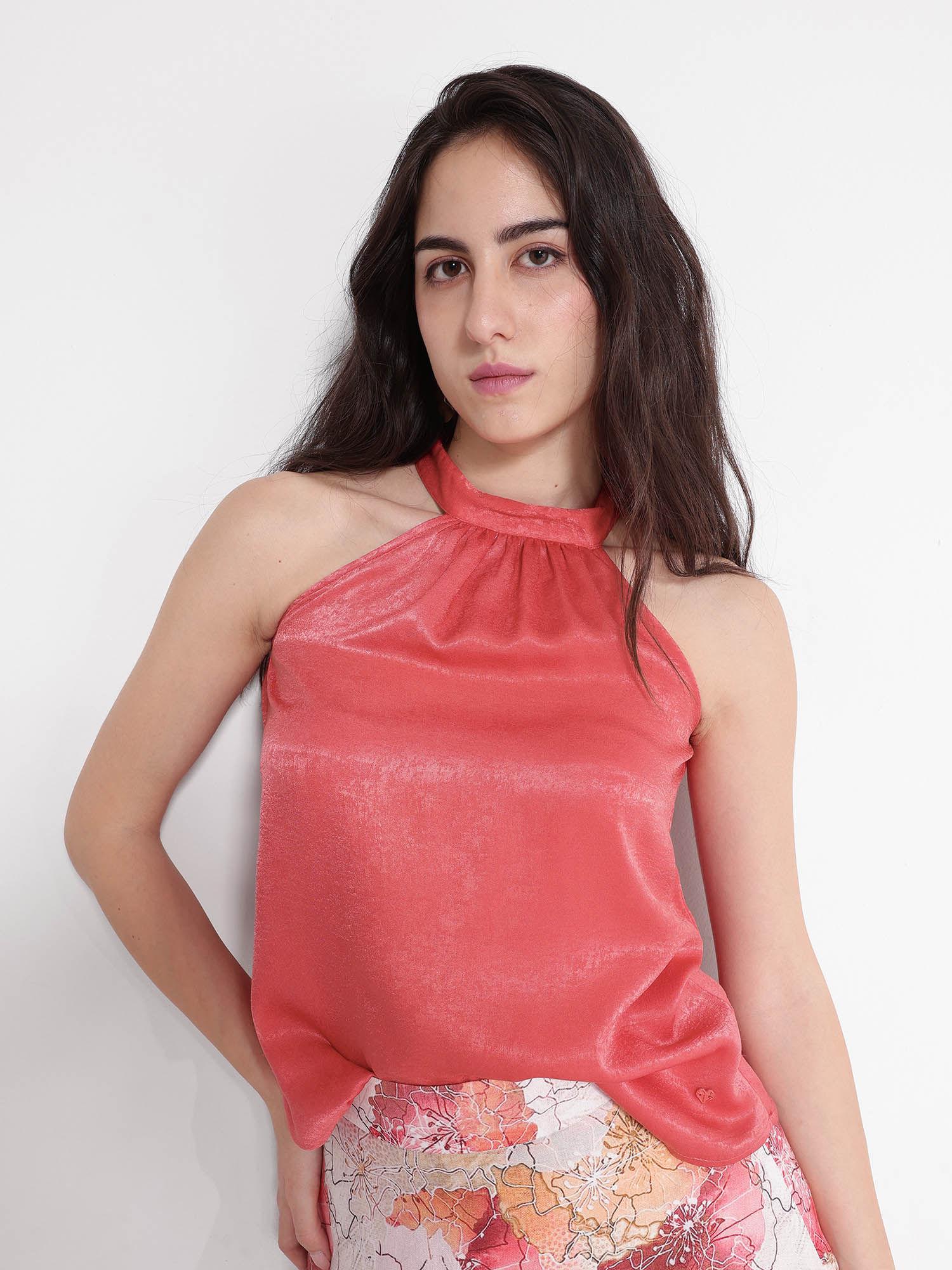 women floren solid orange top