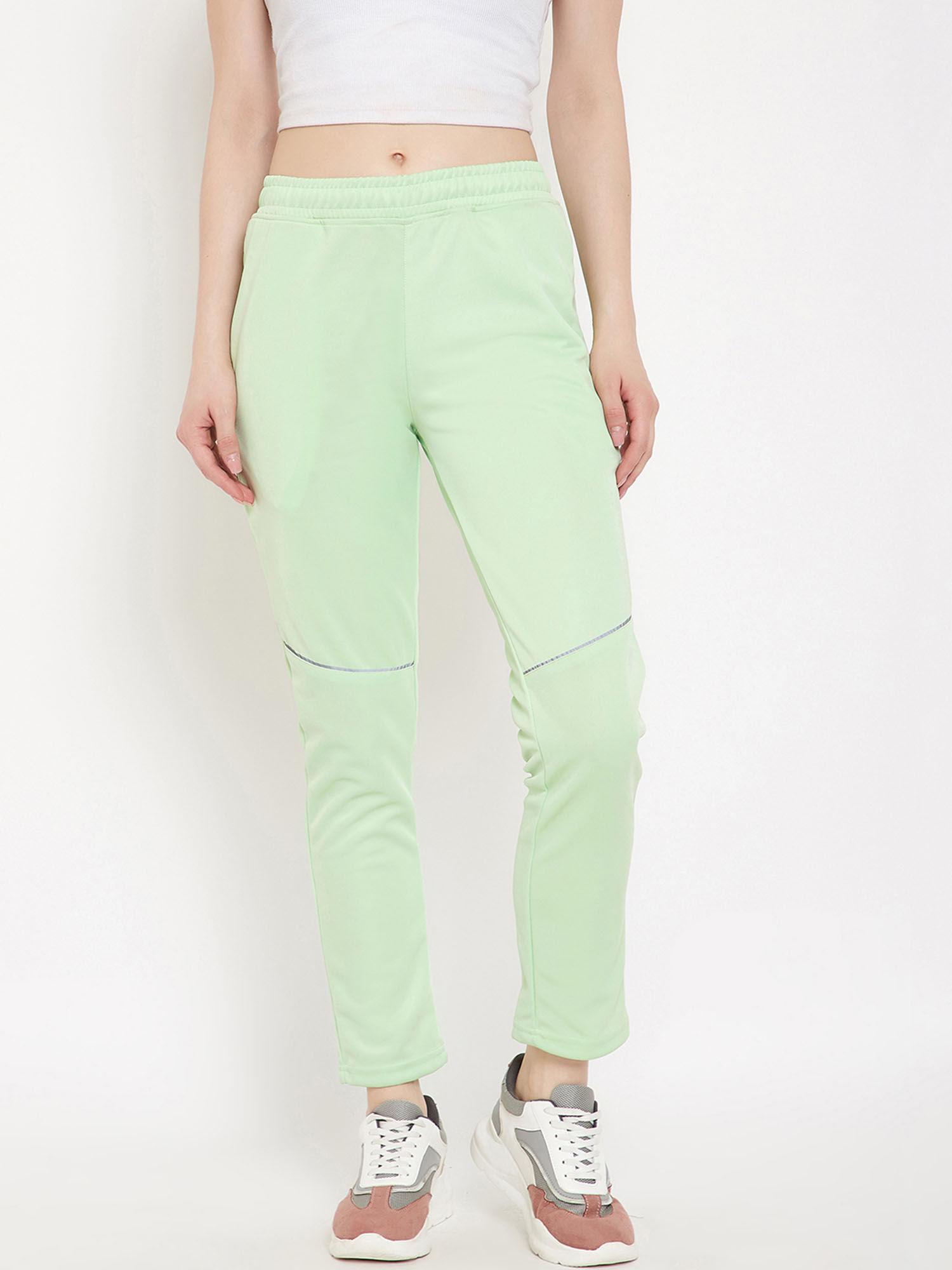 women fluorescent green solid track pants