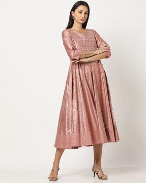 women foil print a-line dress