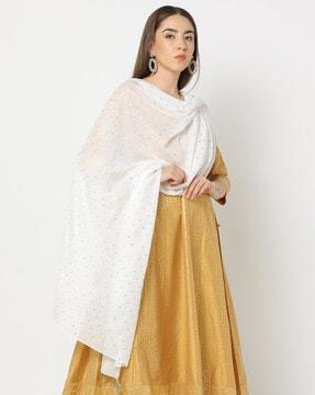 women foil print dupatta