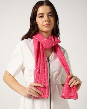 women foil print scarf