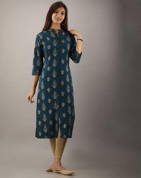 women foil printed straight kurta