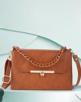 women fold-over sling bag with detachable strap