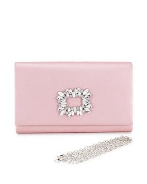women foldover clutch with detachable chain