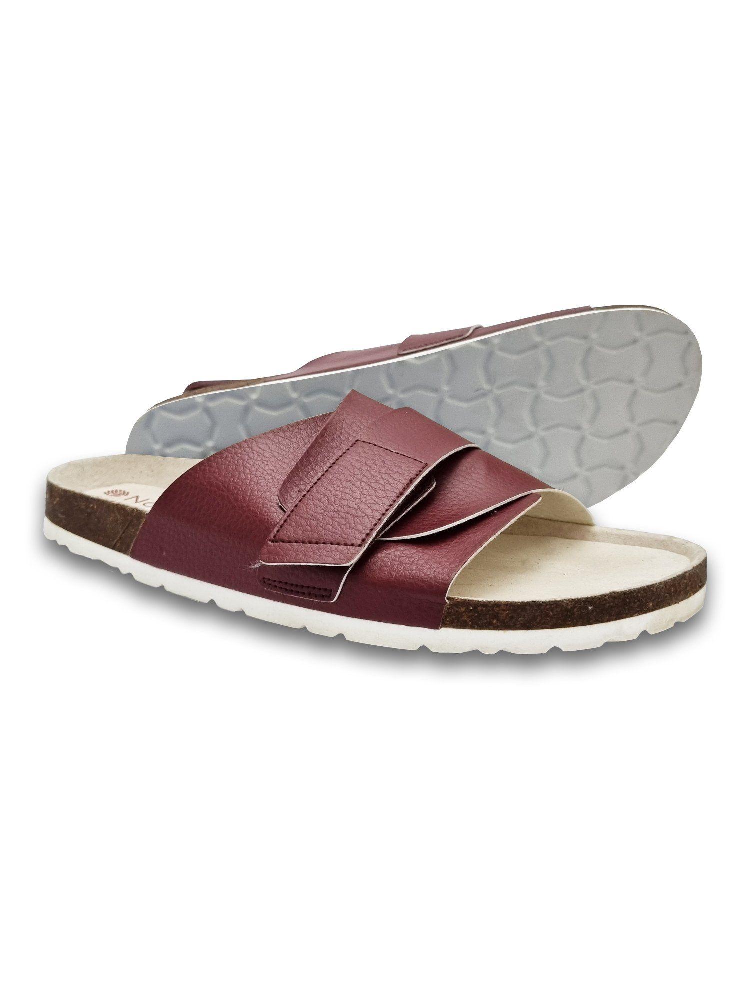 women fresh plum double layered cork solid sandals with comfort