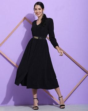 women front-open a-line dress