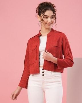 women front-open jacket with flap pockets