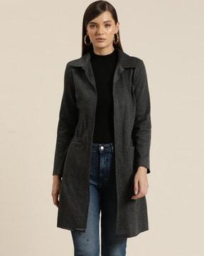 women front-open overcoat with notched lapel