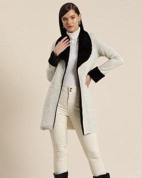 women front-open overcoat with patch pockets