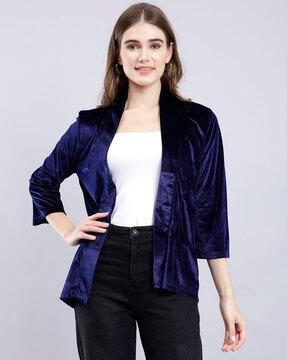 women front open shrug with patch pocket