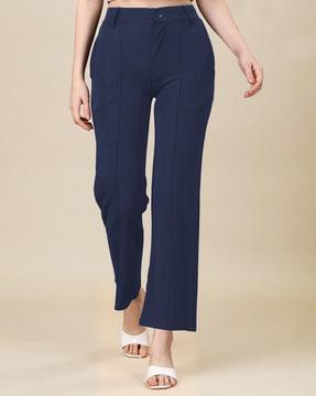 women front-pleated loose fit trousers