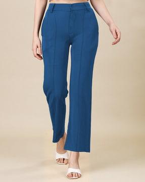 women front-pleated loose fit trousers