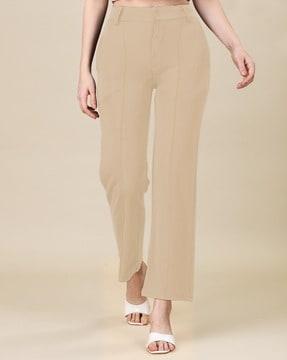 women front-pleated loose fit trousers