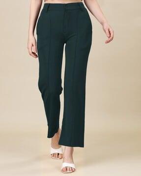 women front-pleated loose fit trousers