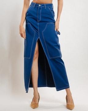 women front-slit a-line skirt