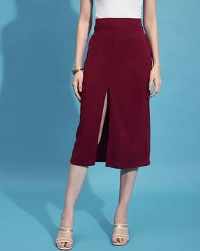 women front-slit straight skirt