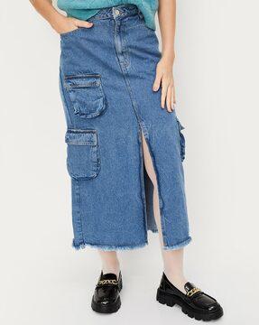 women front-slit straight skirt