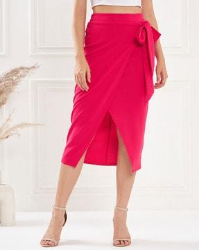 women front-slit wrap skirt