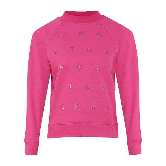 women fuchsia rhinestone kl monogram sweatshirt