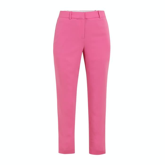 women fuchsia solid slim crop pants