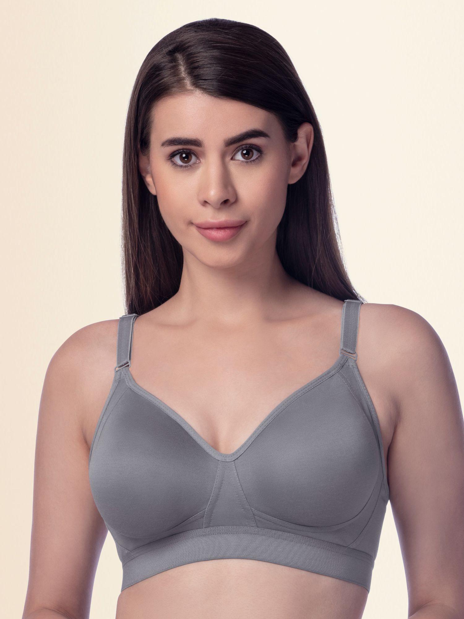 women full coverage non padded bra grey