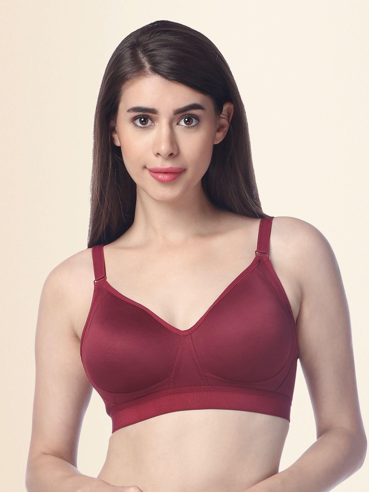 women full coverage non padded bra maroon